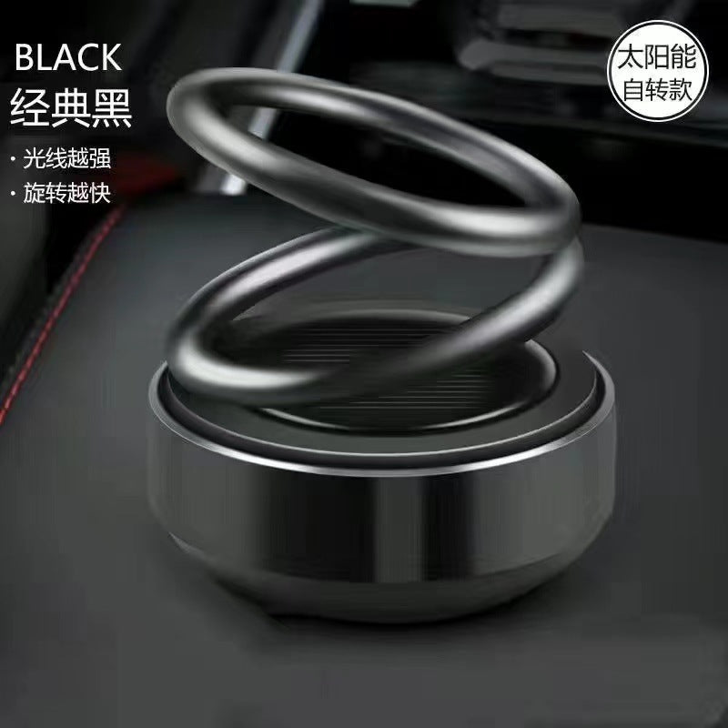 Car Aromatherapy Solar Double Ring Suspended Rotating Ornaments Creative Car Interior Decorations