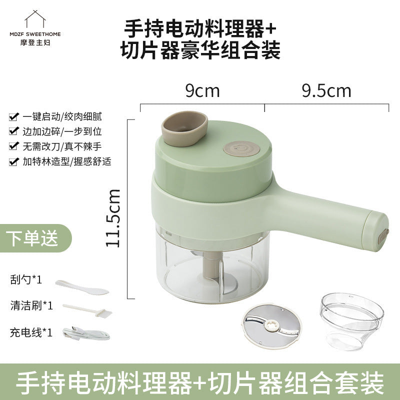 Gatling Electric Vegetable Cutter Kitchen Household Garlic Stirrer Wireless Multi-function Electric Cooking Supplementary Food Machine Garlic Crushers