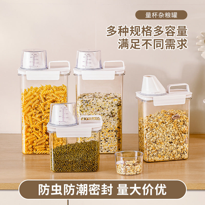 Kitchen grain storage jar grain storage jar transparent rice bucket flour jar plastic sealed jar storage box