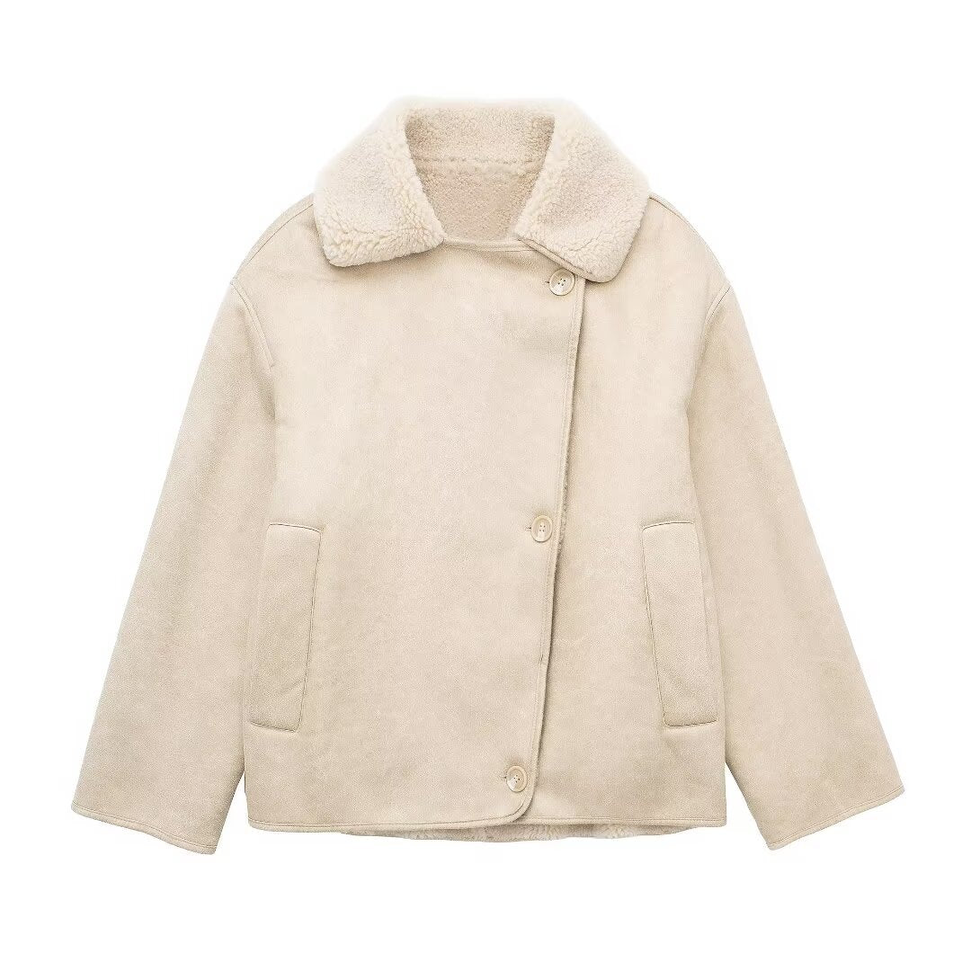 Foreign trade women's autumn and winter new loose fur integrated warm jacket women's mlb coat clothes
cotton clothes