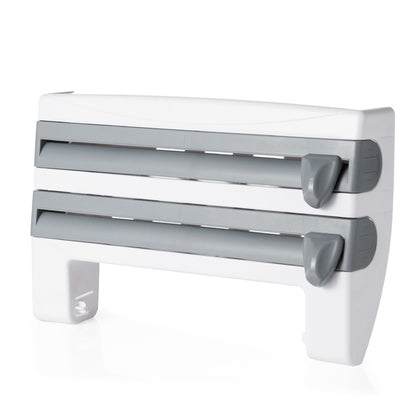 Multifunctional plastic wrap cutter wall-mounted kitchen paper towel rack sliding knife type tin foil dividing box storage rack