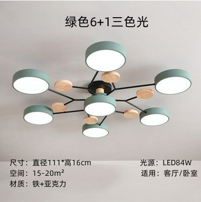 New Chinese style macaron ceiling lamp living room simple modern home atmosphere multi-head restaurant bedroom ceiling lamp