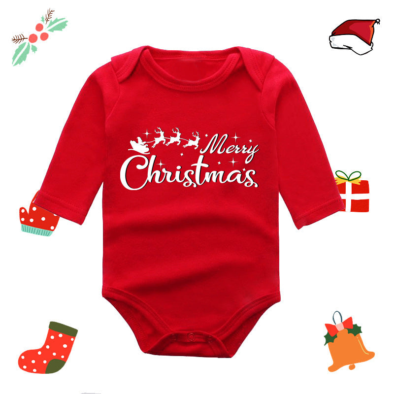 Christmas red elk baby newborn onesie long sleeve romper wrap clothes Christmas