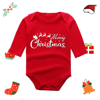 Christmas red elk baby newborn onesie long sleeve romper wrap clothes Christmas