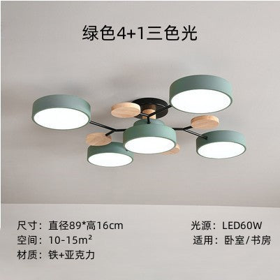 New Chinese style macaron ceiling lamp living room simple modern home atmosphere multi-head restaurant bedroom ceiling lamp