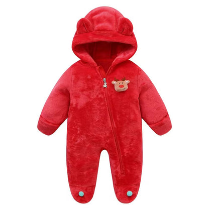 Christmas cartoon crawling clothes with feet, newborn baby jumpsuit, hug clothes, going out clothes, 2024 autumn and winter new style