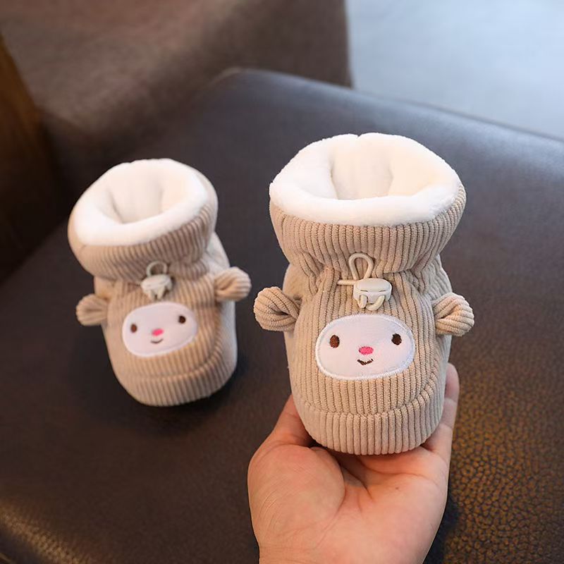 Baby cotton shoes autumn and winter soft bottom anti-drop thickened velvet foot cover 0-1 year old newborn boy and girl baby toddler shoes