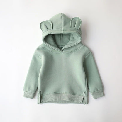 Cross-border etsy name embroidery boys and girls sweatshirt baby solid color trendy hooded jacket autumn and winter style plus velvet pullover