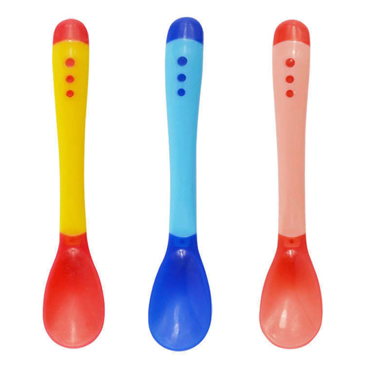 Baby temperature-sensitive color-changing spoon and fork Baby silicone temperature-sensitive color-changing spoon and fork soft head fork spoon children's spoon