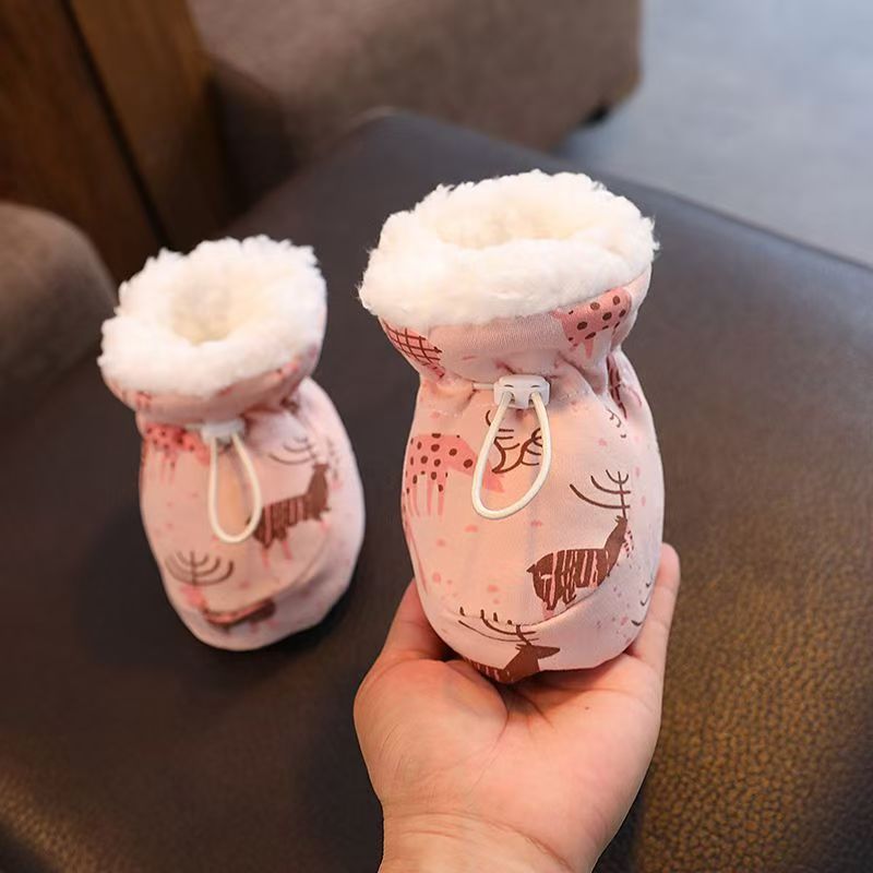 Baby cotton shoes autumn and winter soft bottom anti-drop thickened velvet foot cover 0-1 year old newborn boy and girl baby toddler shoes