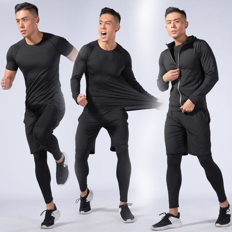 Running suit men's sports gym basketball equipment training tight quick-drying morning summer spring and summer fitness clothes