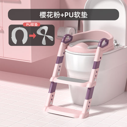 Children's toilet ladder foldable baby toilet auxiliary toilet ladder male and female baby stepped handrail toilet