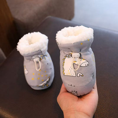 Baby cotton shoes autumn and winter soft bottom anti-drop thickened velvet foot cover 0-1 year old newborn boy and girl baby toddler shoes