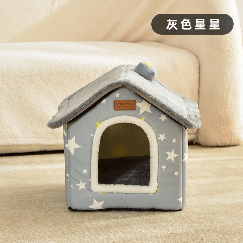 House-shaped pet cat bed universal pet bed for all seasons Arctic velvet super soft cat bed dog bed pet supplies removable and washable