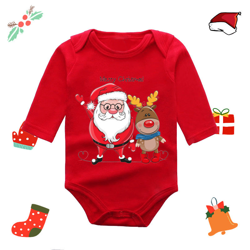 Christmas red elk baby newborn onesie long sleeve romper wrap clothes Christmas