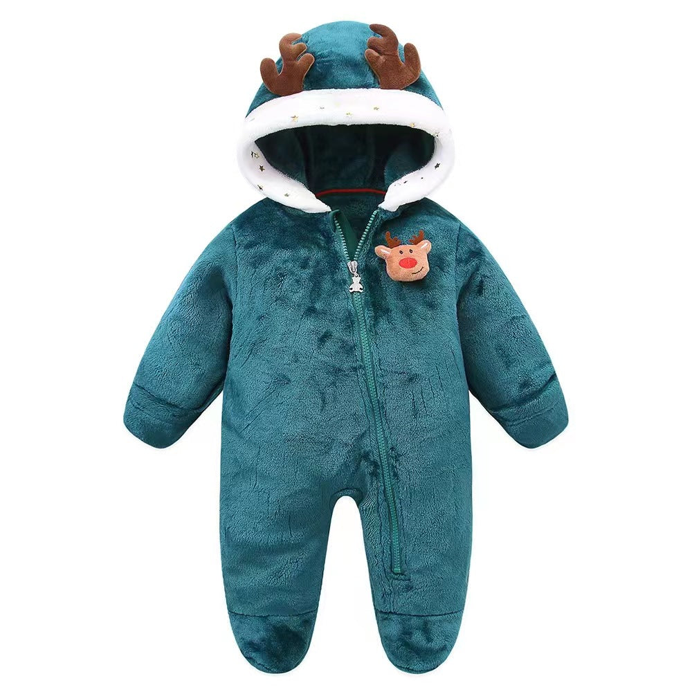 Christmas cartoon crawling clothes with feet, newborn baby jumpsuit, hug clothes, going out clothes, 2024 autumn and winter new style