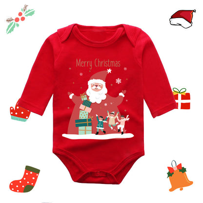 Christmas red elk baby newborn onesie long sleeve romper wrap clothes Christmas