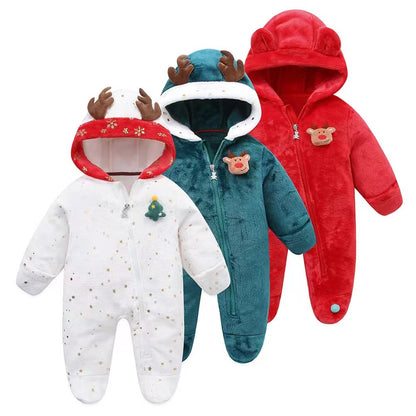 Christmas cartoon crawling clothes with feet, newborn baby jumpsuit, hug clothes, going out clothes, 2024 autumn and winter new style