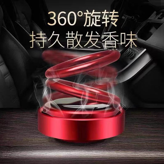 Car Aromatherapy Solar Double Ring Suspended Rotating Ornaments Creative Car Interior Decorations