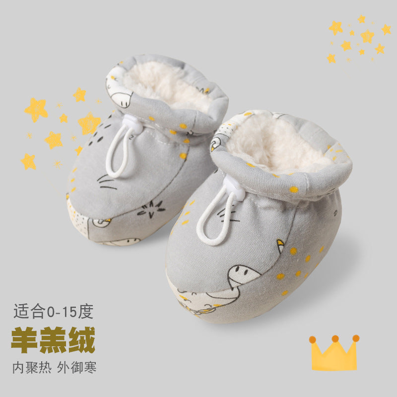 Winter newborn baby shoes soft sole toddler warm shoes 0-6-12 months socks shoes autumn and winter plus velvet cotton shoes front shoes