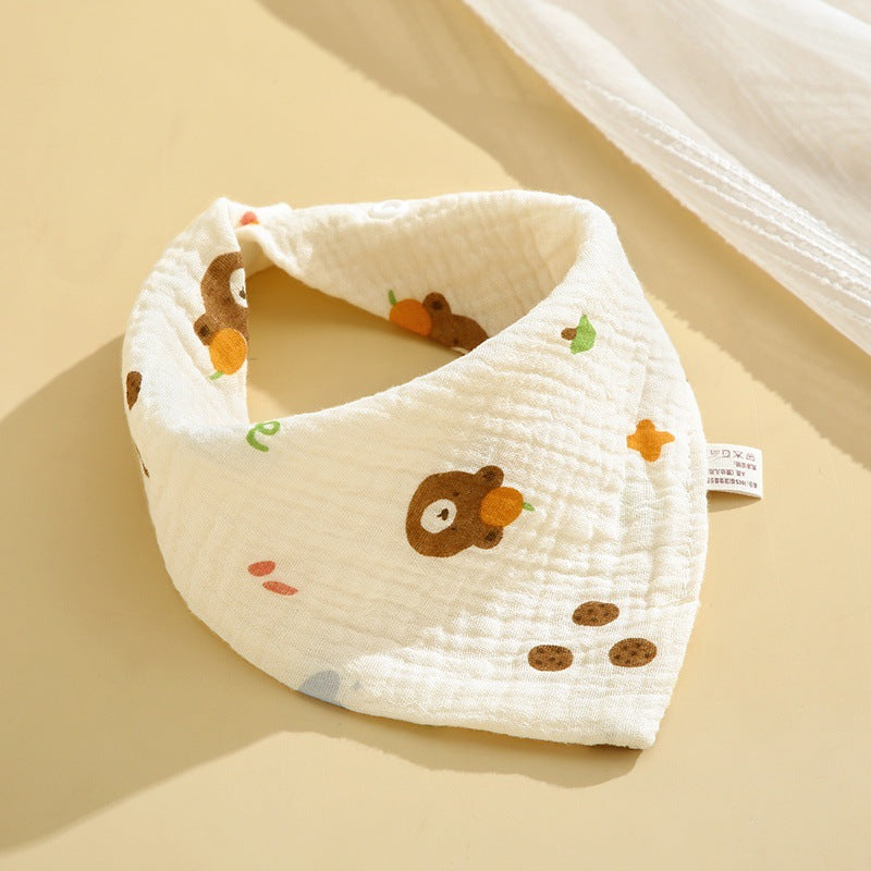 Baby bib 6-layer pure cotton gauze petal bib saliva towel newborn a type triangle towel anti-spitting bib