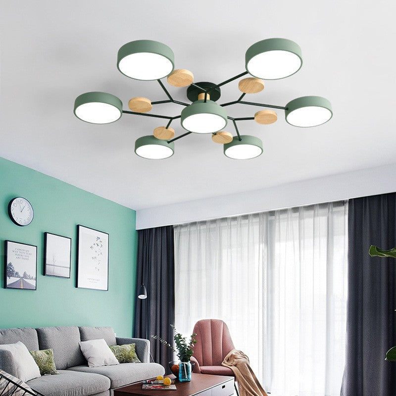 New Chinese style macaron ceiling lamp living room simple modern home atmosphere multi-head restaurant bedroom ceiling lamp