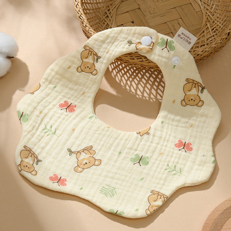 Baby bib 6-layer pure cotton gauze petal bib saliva towel newborn a type triangle towel anti-spitting bib