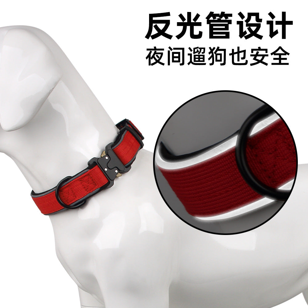 Cross-border outdoor tactical dog collar reflective adjustable dog collar large, medium and small Potala pet collar