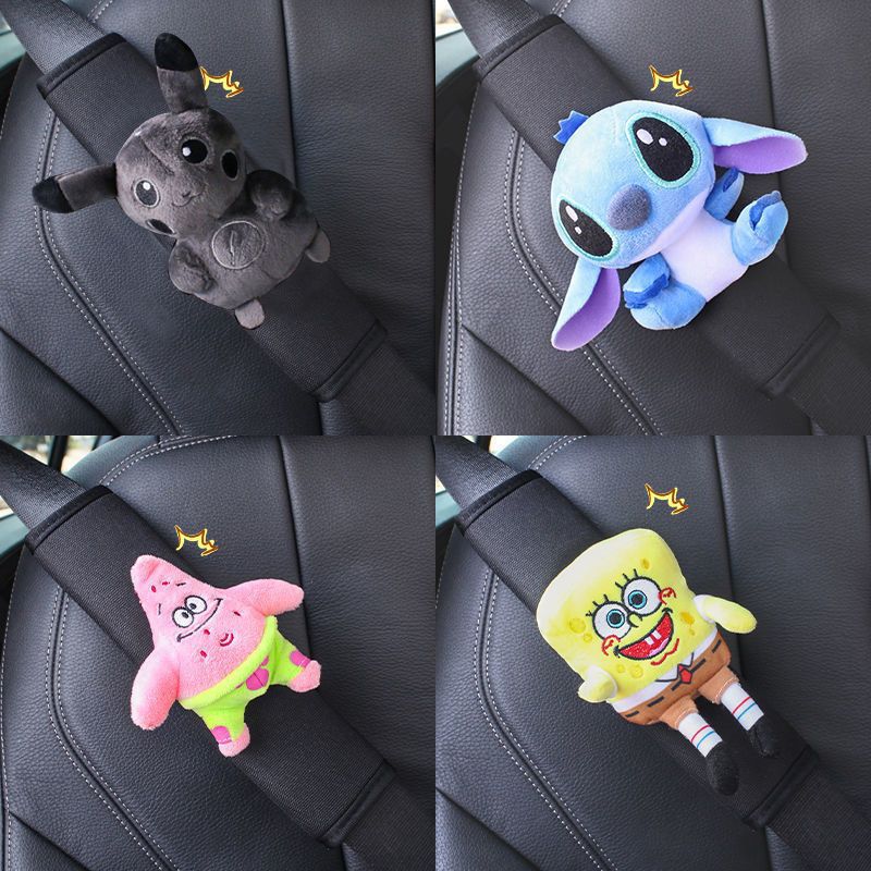 Car belt shoulder cover cartoon cute car interior decoration set four seasons girls car seat belt protective cover