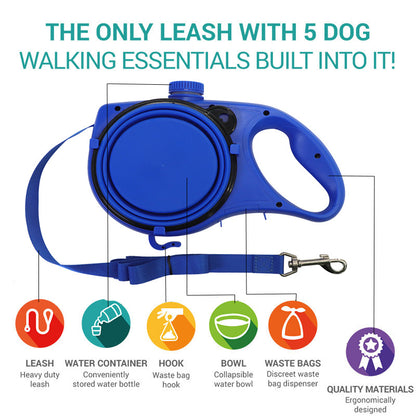 Cross-border pet supplies with built-in water bottle pet leash dog walking rope three-in-one portable pet leash