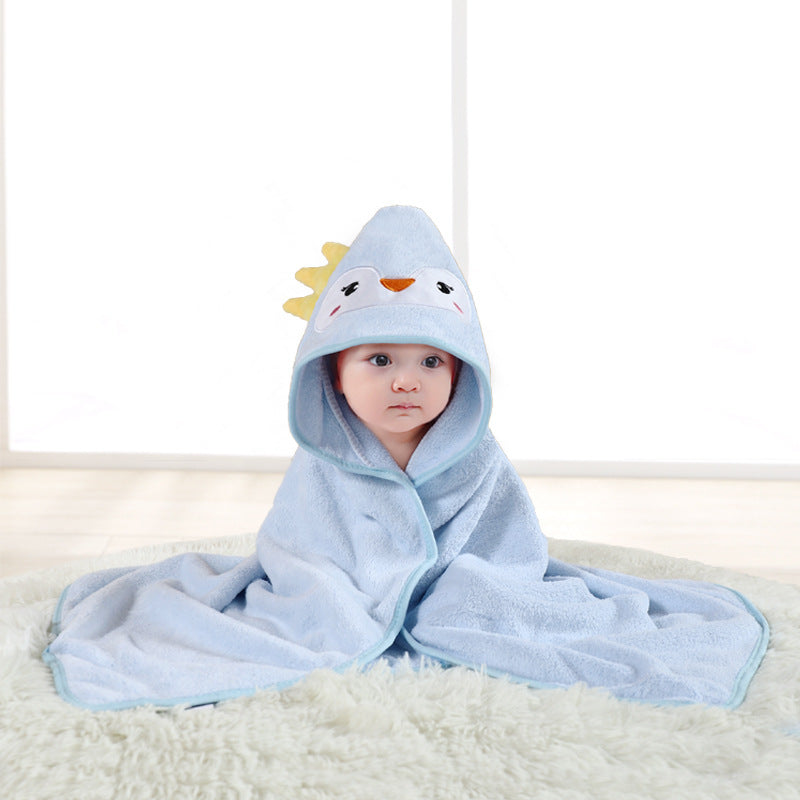 Baby cartoon blanket coral fleece absorbent children bath towel embroidered blanket with hood cloak soft newborn blanket