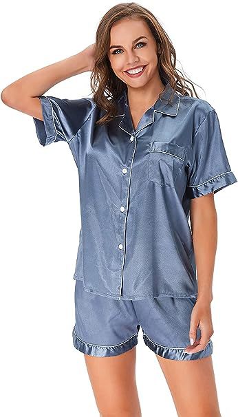 Cross-border e-commerce exclusively for Amazon AliExpress Ice Silk Pajamas Women's Long and Short Sleeve Satin Large Size Pajamas Home Clothes