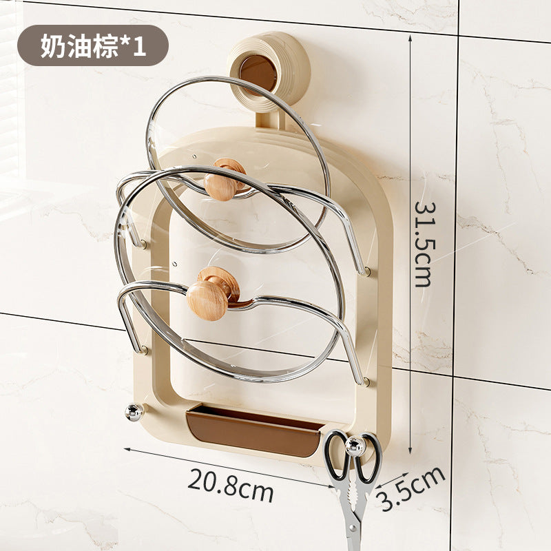 Suction cup pot lid rack placer punch-free wall-mounted kitchen rack multi-function cutting board rack strong suction cup