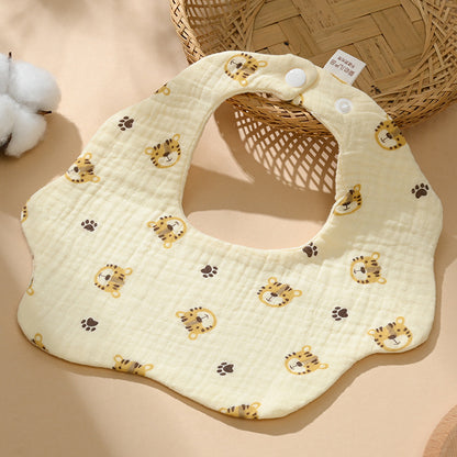 Baby bib 6-layer pure cotton gauze petal bib saliva towel newborn a type triangle towel anti-spitting bib