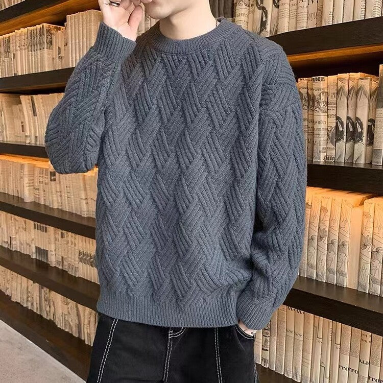 Thickened twisted new sweater men's winter versatile base shirt autumn and winter warm clothes knitted sweater winter sweater