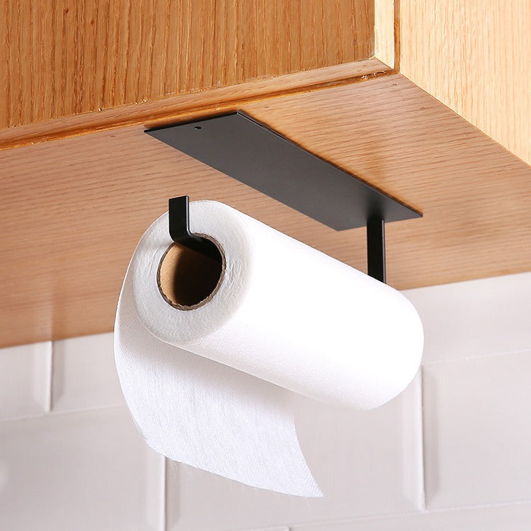 Kitchen punch-free paper towel holder stainless steel household toilet roll holder hanger wall-mounted storage rack