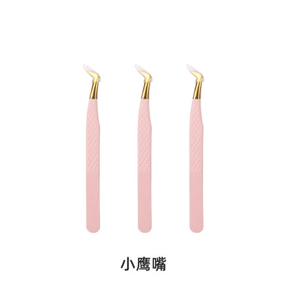 Wholesale grafting eyelash tweezers light pink grid tweezers stainless steel eyelash tweezers eyelash assistant beauty tools