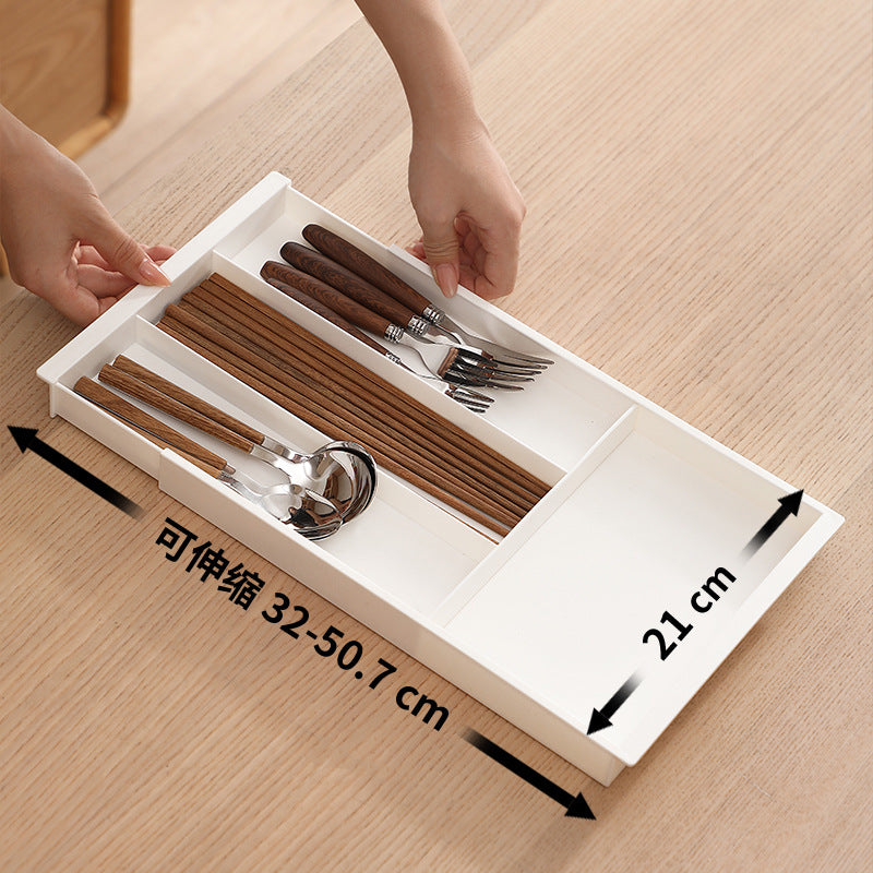 Drawer storage box household kitchen retractable tableware chopsticks spoon divider box multi-function compartment storage box
