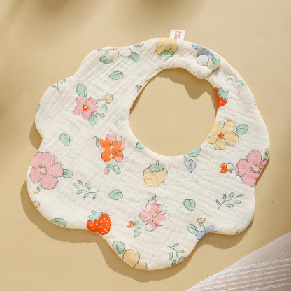 Baby bib 6-layer pure cotton gauze petal bib saliva towel newborn a type triangle towel anti-spitting bib