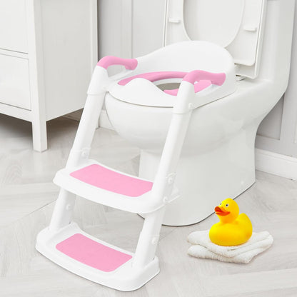 Children's toilet ladder foldable baby toilet auxiliary toilet ladder male and female baby stepped handrail toilet