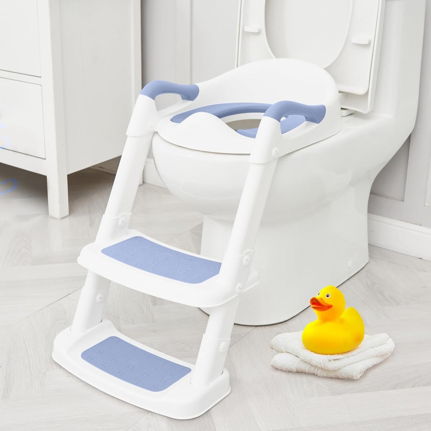 Children's toilet ladder foldable baby toilet auxiliary toilet ladder male and female baby stepped handrail toilet