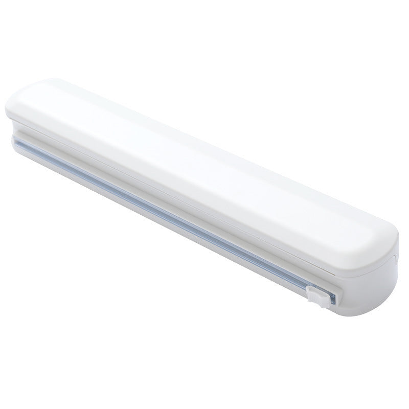 Multifunctional plastic wrap cutter wall-mounted kitchen paper towel rack sliding knife type tin foil dividing box storage rack