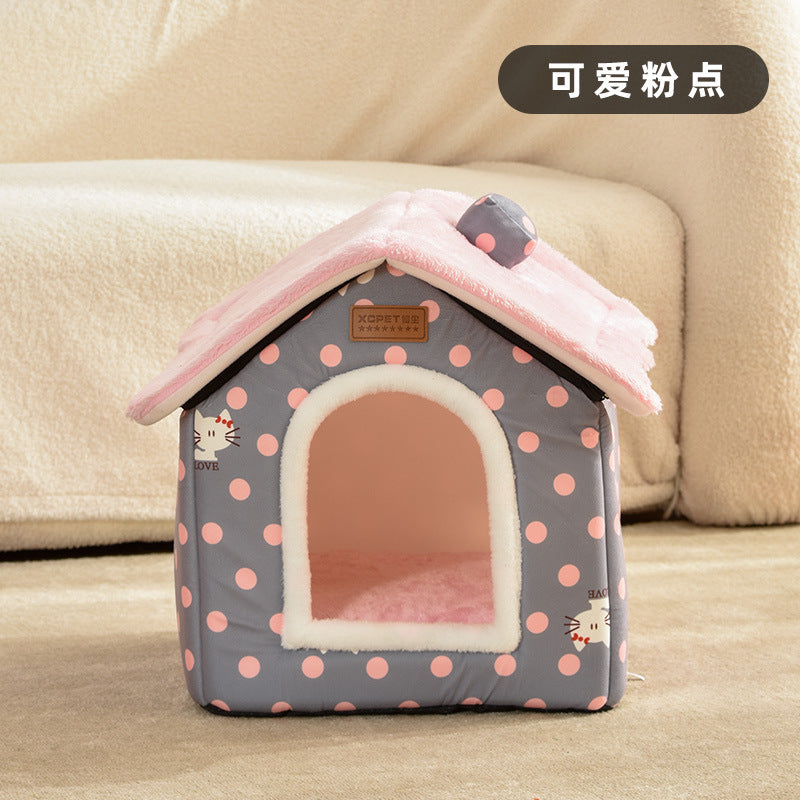 House-shaped pet cat bed universal pet bed for all seasons Arctic velvet super soft cat bed dog bed pet supplies removable and washable