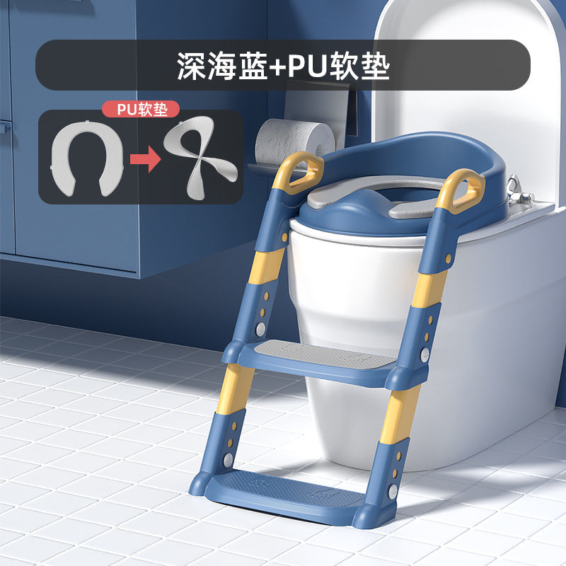 Children's toilet ladder foldable baby toilet auxiliary toilet ladder male and female baby stepped handrail toilet