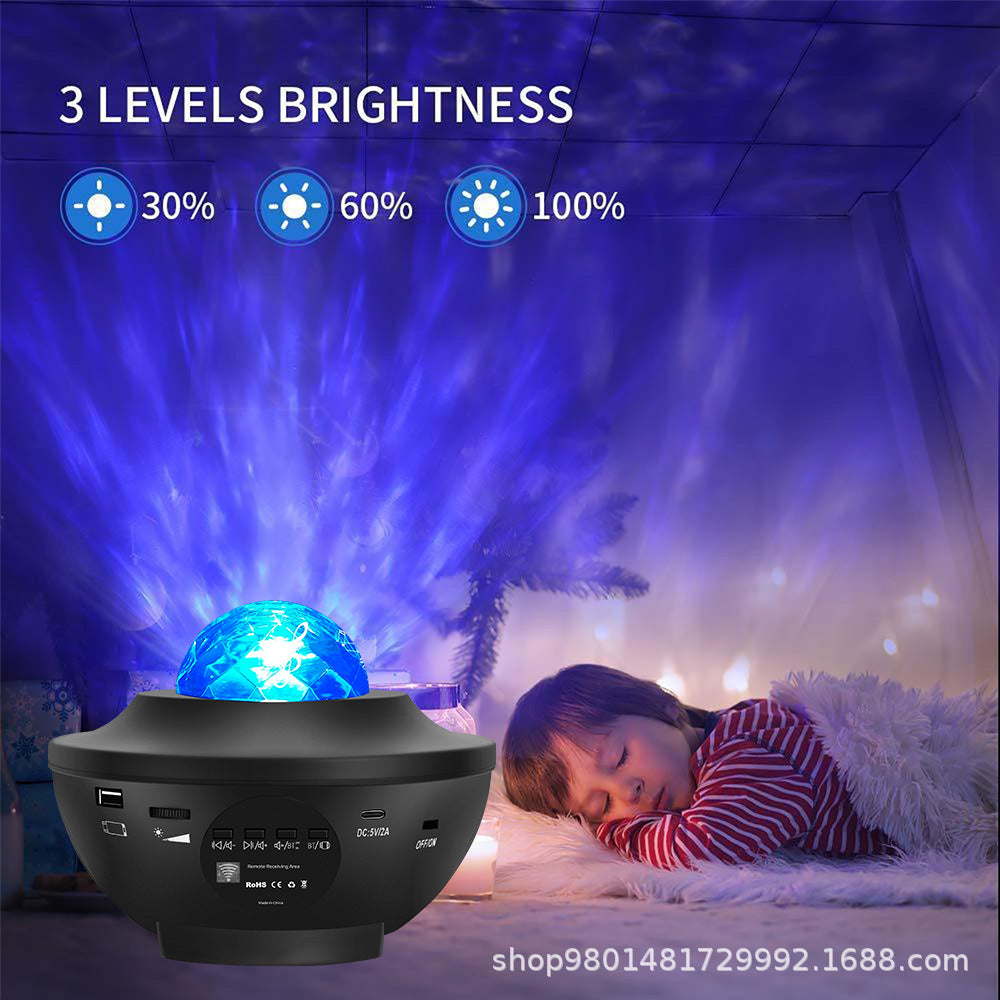 Hot selling small bowl starry sky lamp projection lamp USB Bluetooth music rotating water ripple starry sky laser atmosphere lamp