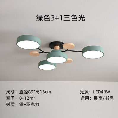 New Chinese style macaron ceiling lamp living room simple modern home atmosphere multi-head restaurant bedroom ceiling lamp