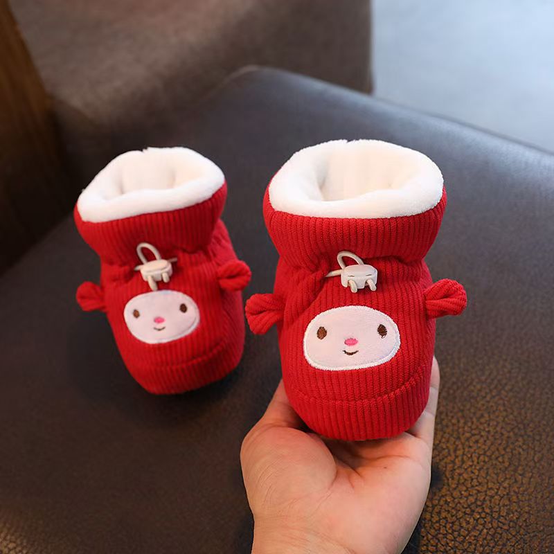 Baby cotton shoes autumn and winter soft bottom anti-drop thickened velvet foot cover 0-1 year old newborn boy and girl baby toddler shoes