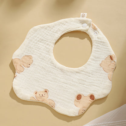 Baby bib 6-layer pure cotton gauze petal bib saliva towel newborn a type triangle towel anti-spitting bib