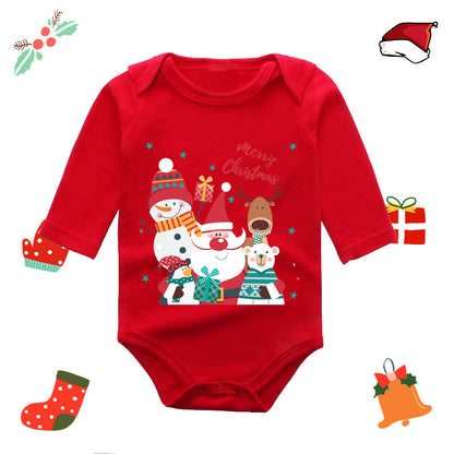 Christmas red elk baby newborn onesie long sleeve romper wrap clothes Christmas