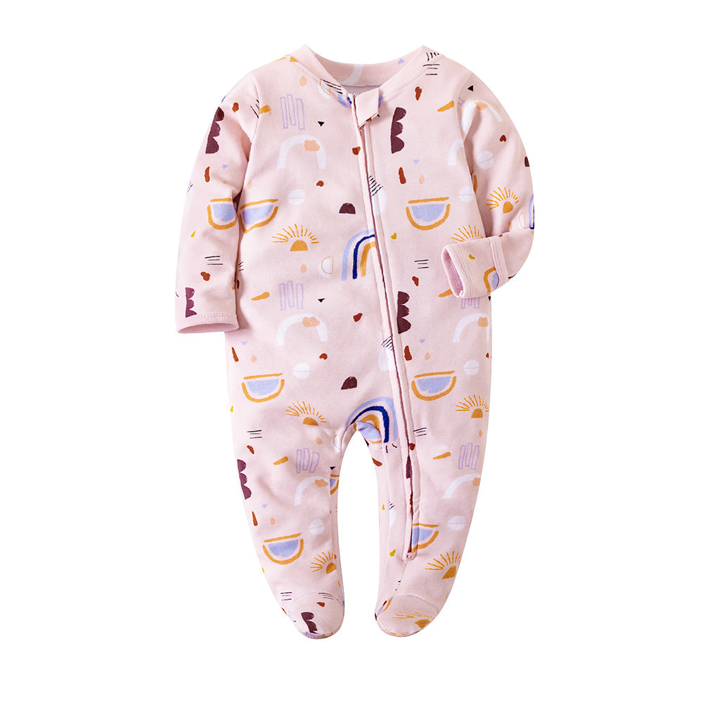 Wholesale baby jumpsuit long sleeve zipper bodysuit with hands crawling clothes romper summer pajamas new style children's clothing